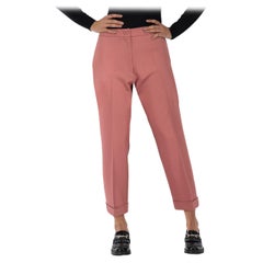 Bottega Veneta Pantalones de lana rosa con puños doblados Talla XS