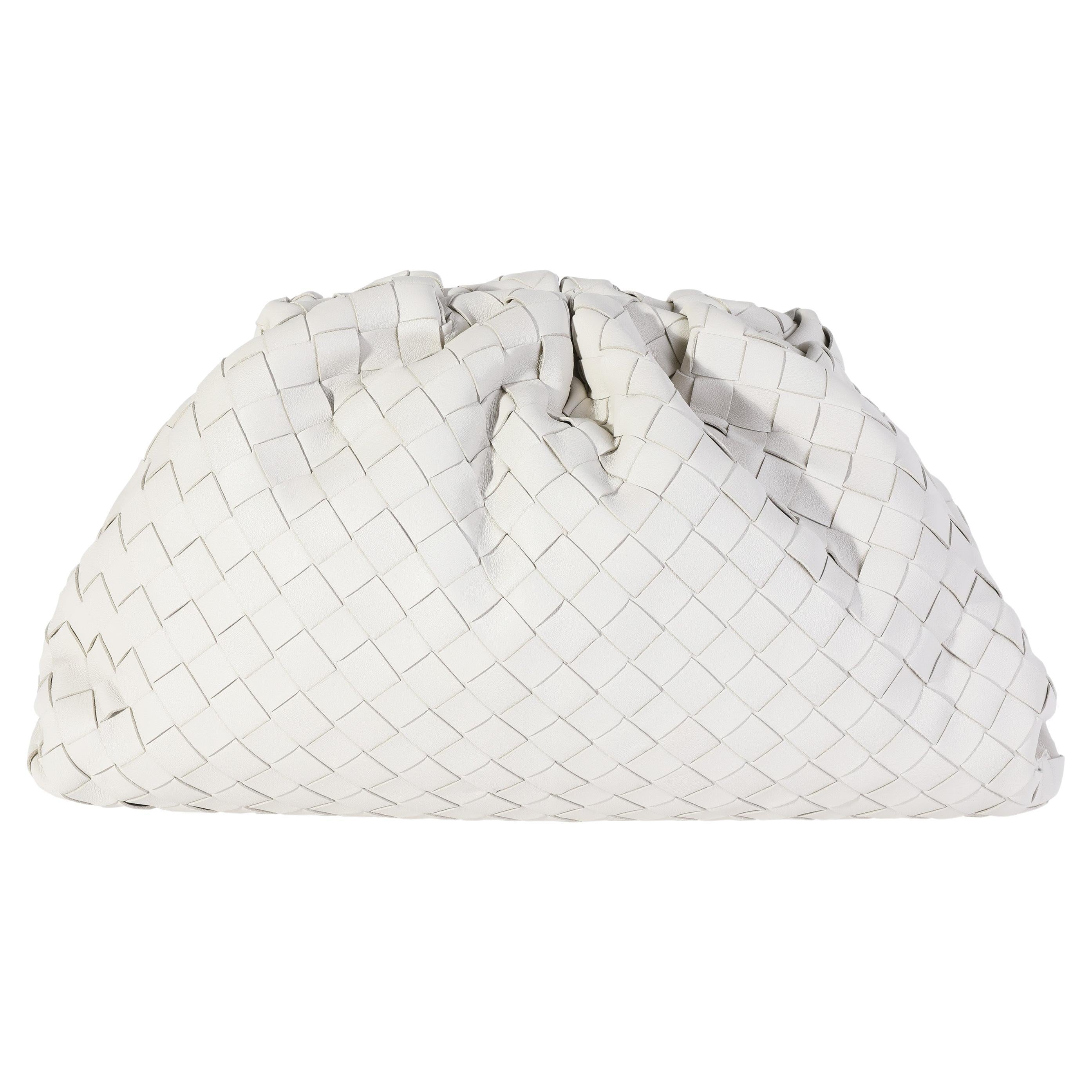 Bottega Veneta Vintage Woven Grey Lizard and Leather Clutch For Sale at ...