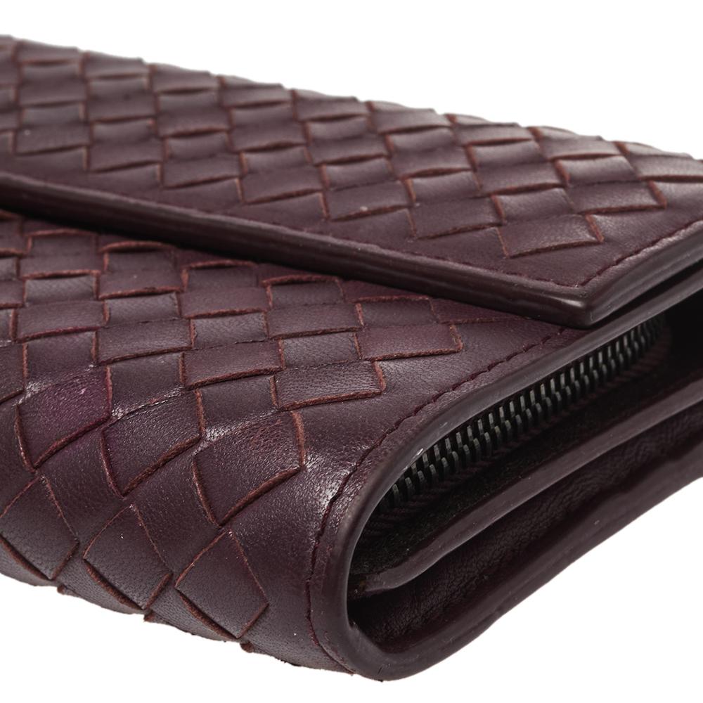 Bottega Veneta Plum Intrecciato Leather Continental Wallet 2