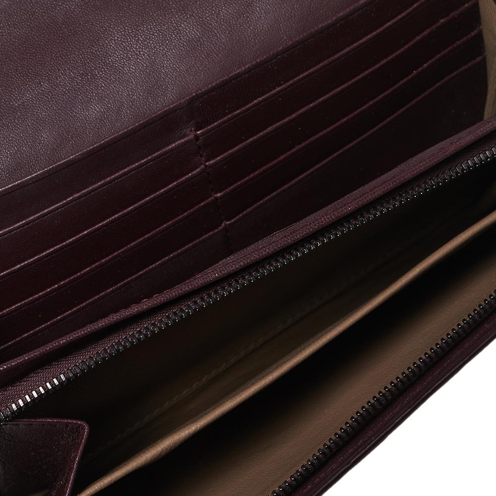 Black Bottega Veneta Plum Intrecciato Leather Continental Wallet