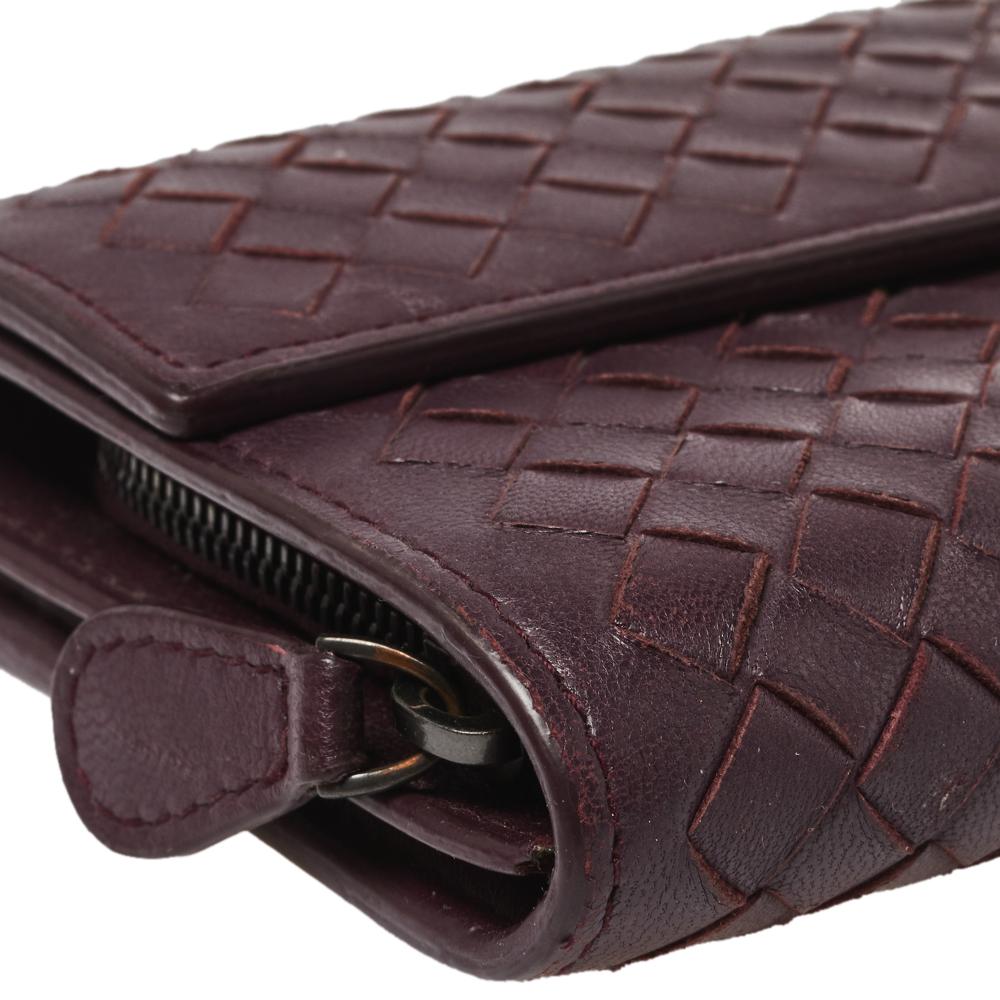 Women's Bottega Veneta Plum Intrecciato Leather Continental Wallet