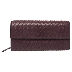 Bottega Veneta Plum Intrecciato Leather Continental Wallet
