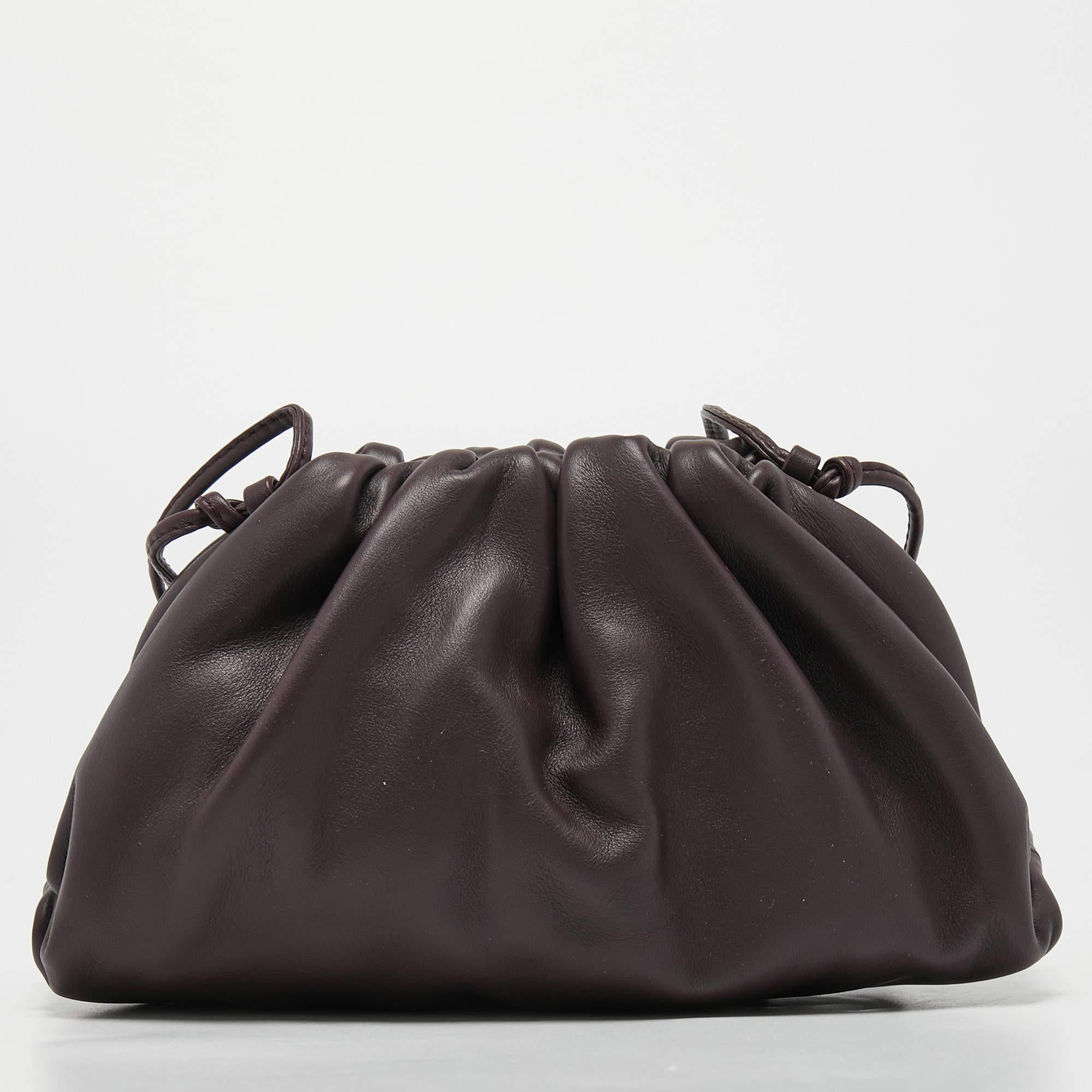 Black Bottega Veneta Plum Leather Mini The Pouch Bag