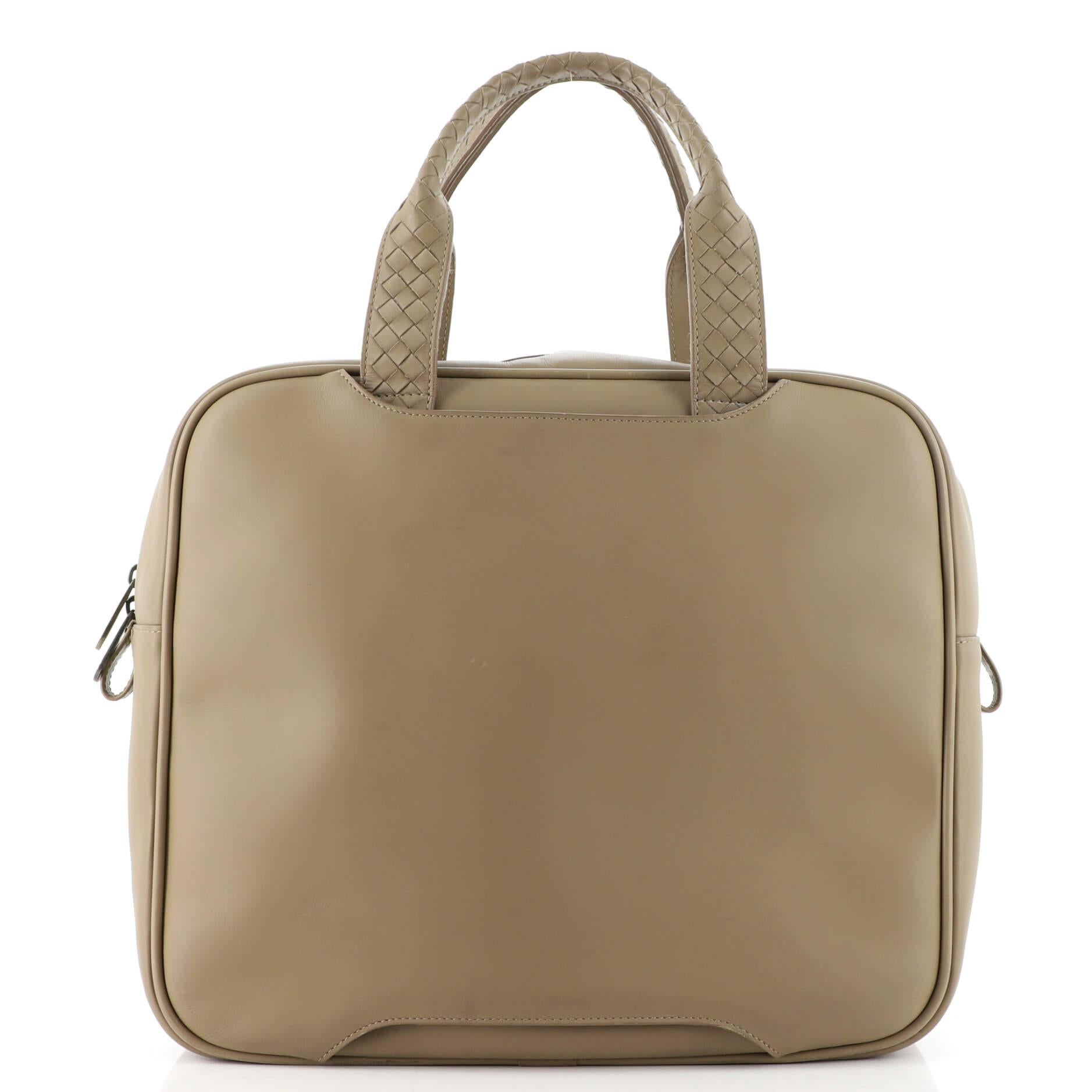 Brown Bottega Veneta Pocket Travel Bag Leather with Intrecciato Small