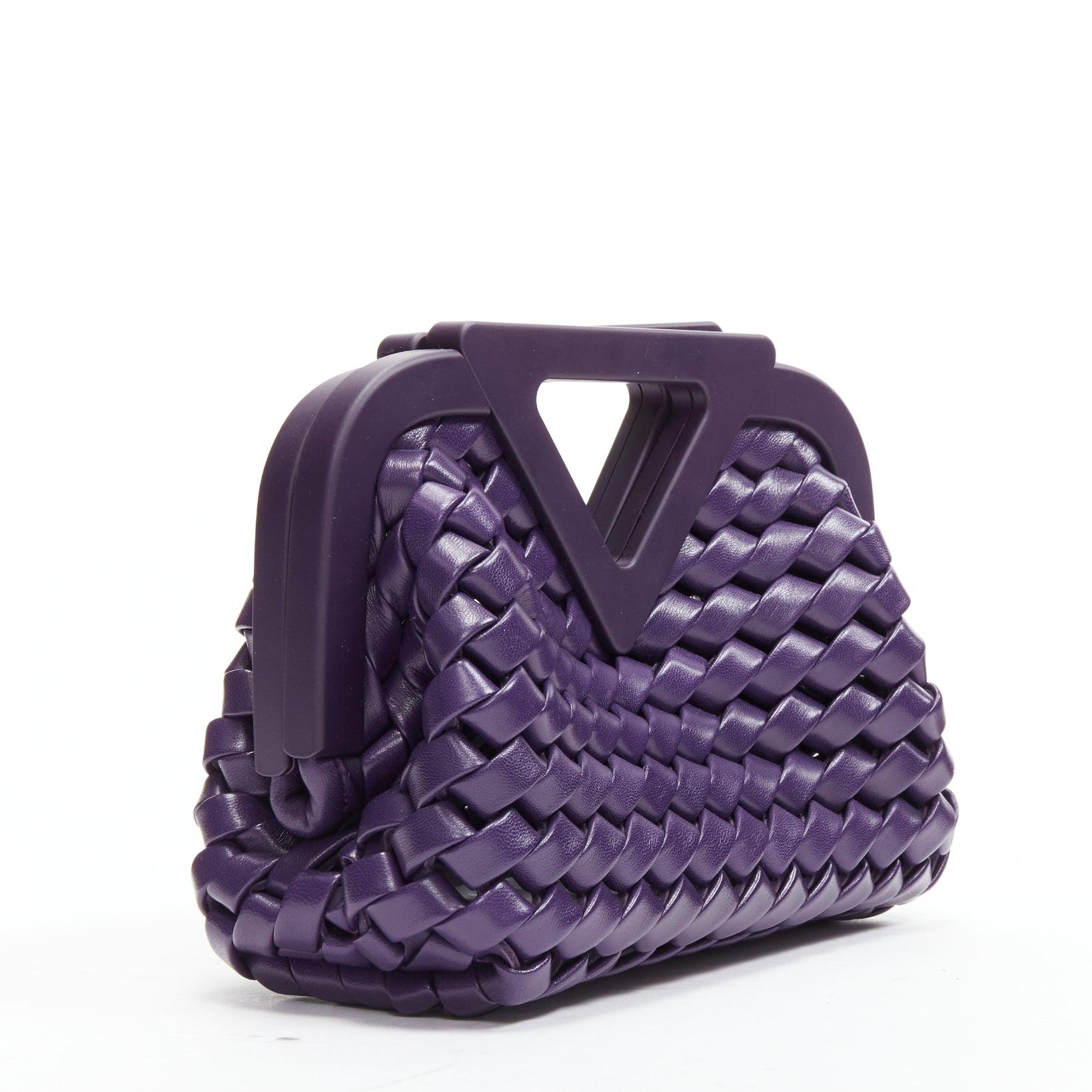Purple BOTTEGA VENETA Point Intrecciato woven leather triangle handle crossbody bag For Sale