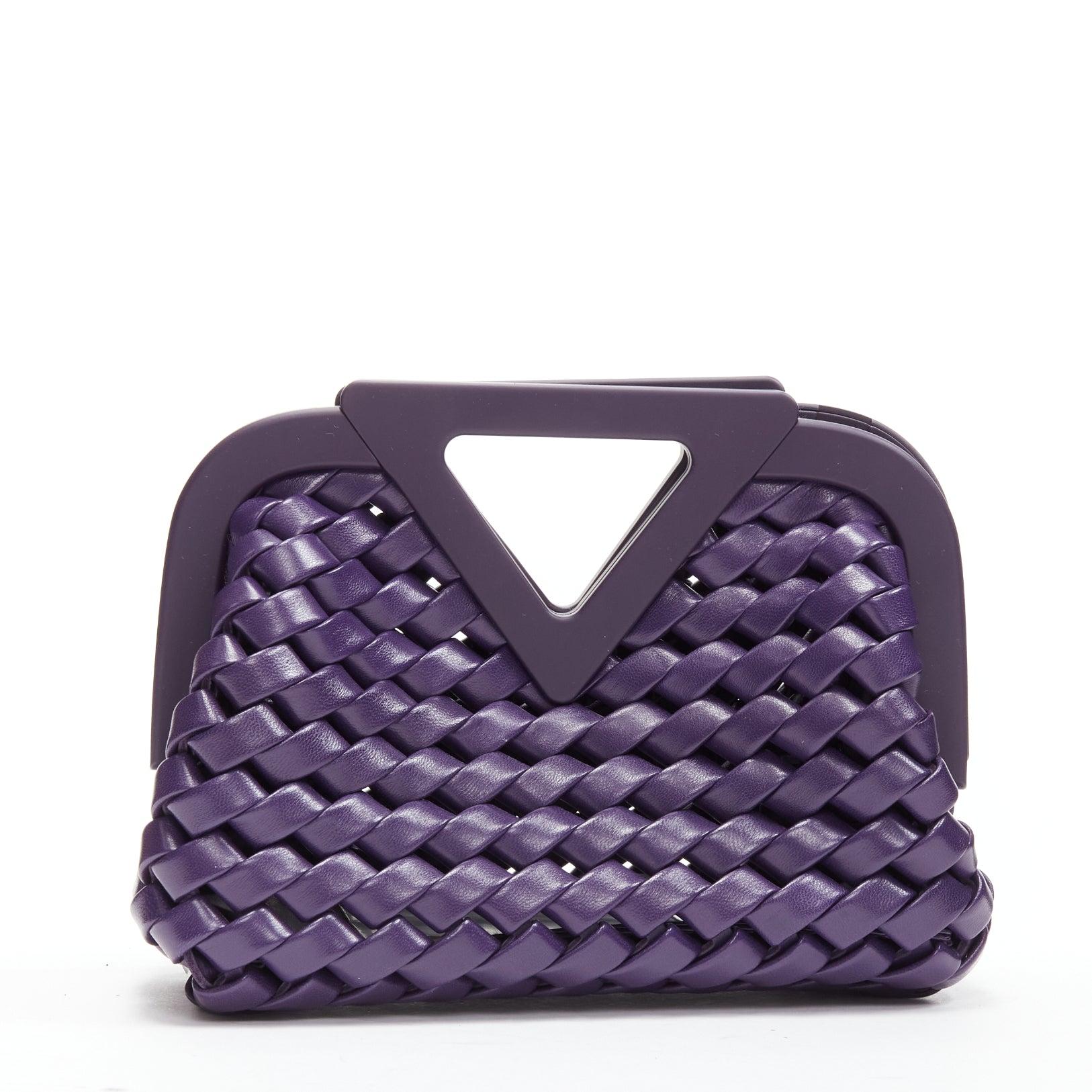 Women's BOTTEGA VENETA Point purple Intrecciato woven triangle handle crossbody bag For Sale