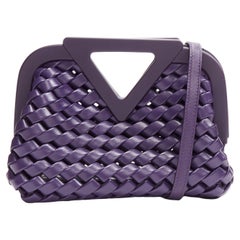 BOTTEGA VENETA Point purple Intrecciato woven triangle handle crossbody bag