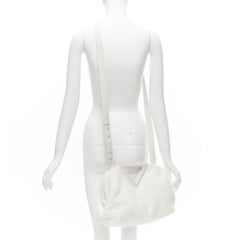 BOTTEGA VENETA Point Triangle white sponge boucle raffia leather shoulder bag