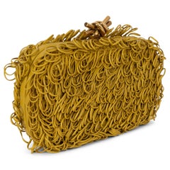 BOTTEGA VENETA Pollen yellow leather KNOT MINAUDIERE Clutch Bag