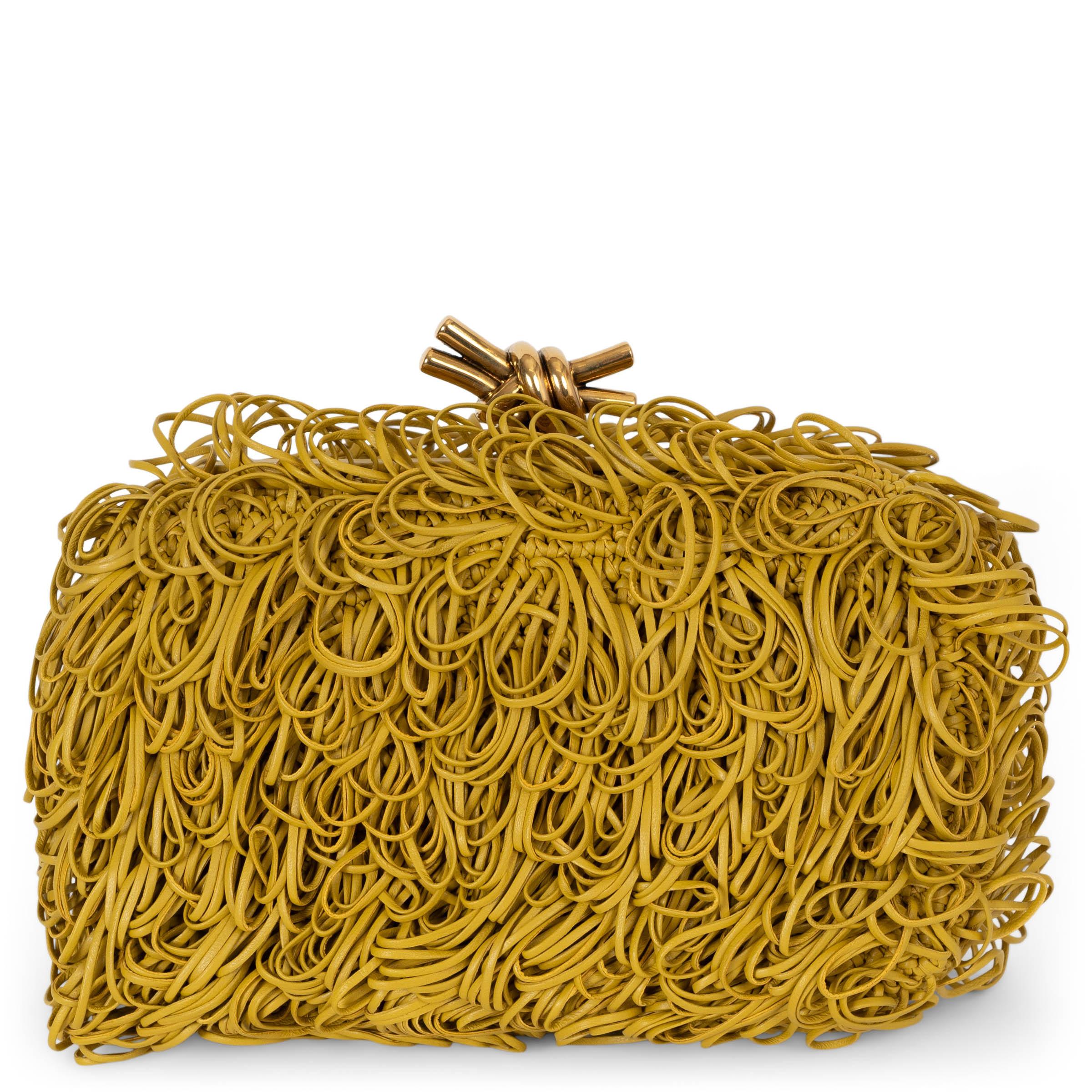 Yellow BOTTEGA VENETA Pollen yellow leather KNOT MINAUDIERE Clutch Bag For Sale