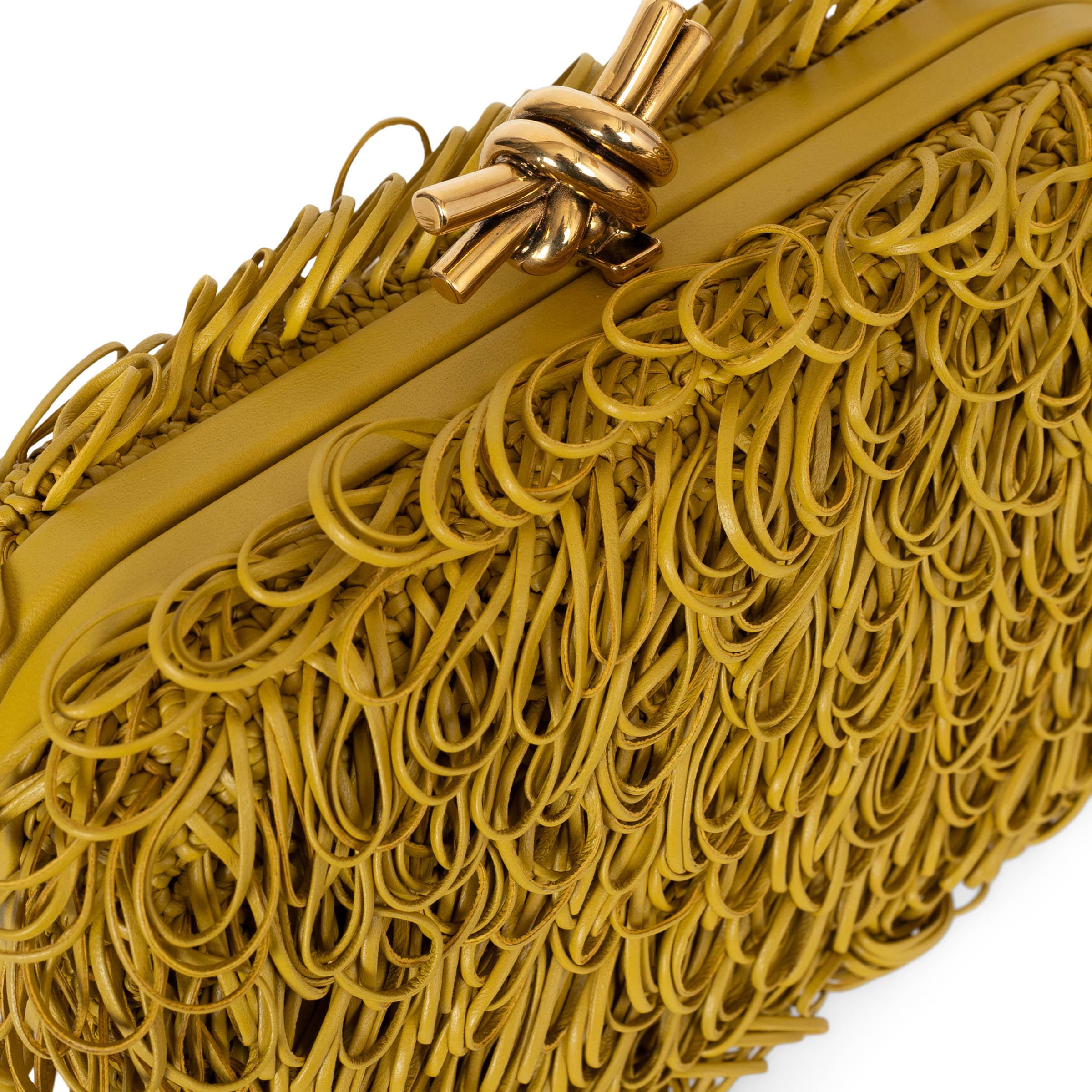 Women's BOTTEGA VENETA Pollen yellow leather KNOT MINAUDIERE Clutch Bag For Sale