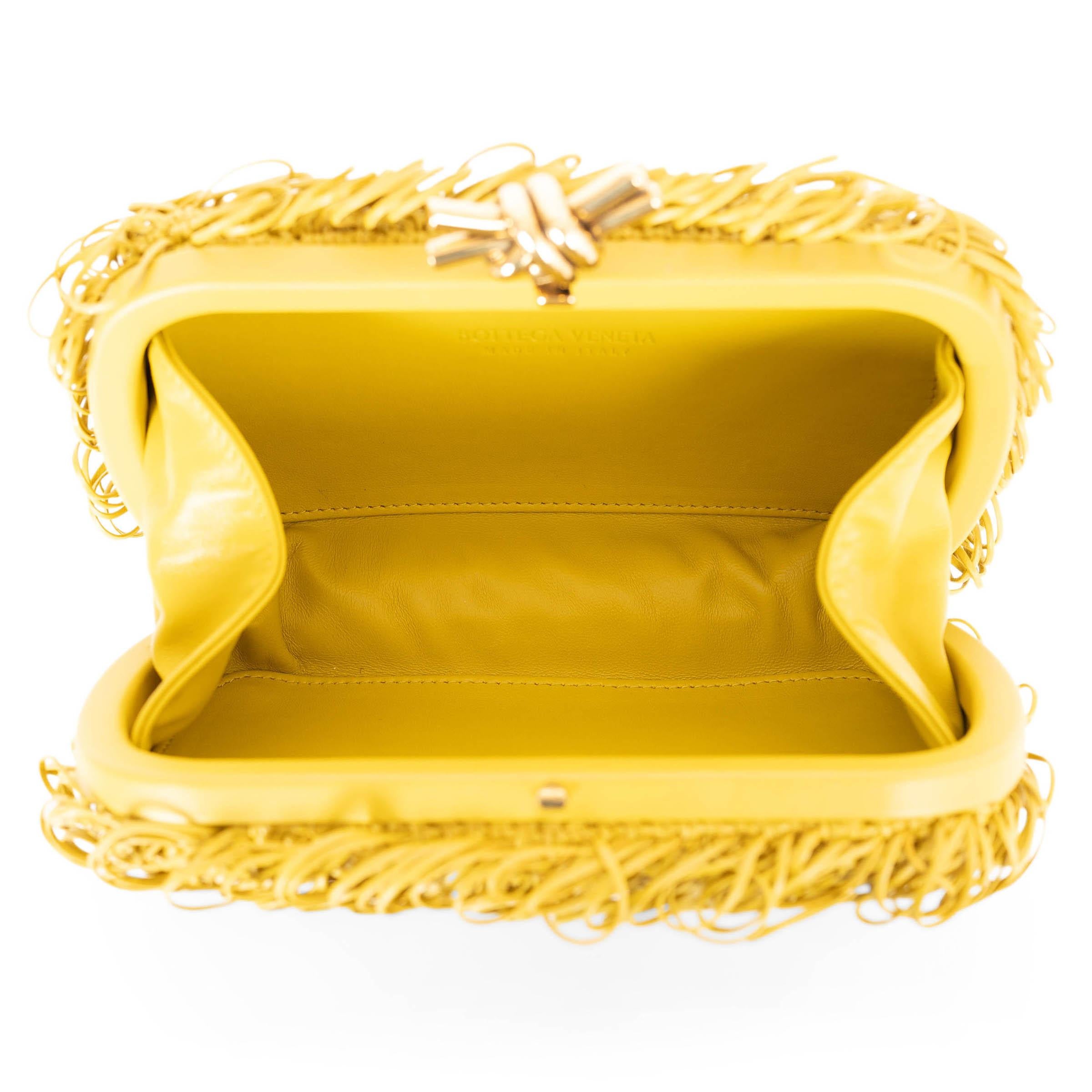 BOTTEGA VENETA Pollen yellow leather KNOT MINAUDIERE Clutch Bag For Sale 1