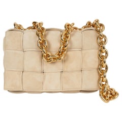 BOTTEGA VENETA Porridge beige Maxi Intrecciato suede CHAIN CASSETTE Bag