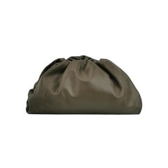 Bottega Veneta Pouch Calfskin Leather Dark Olive Green Large
