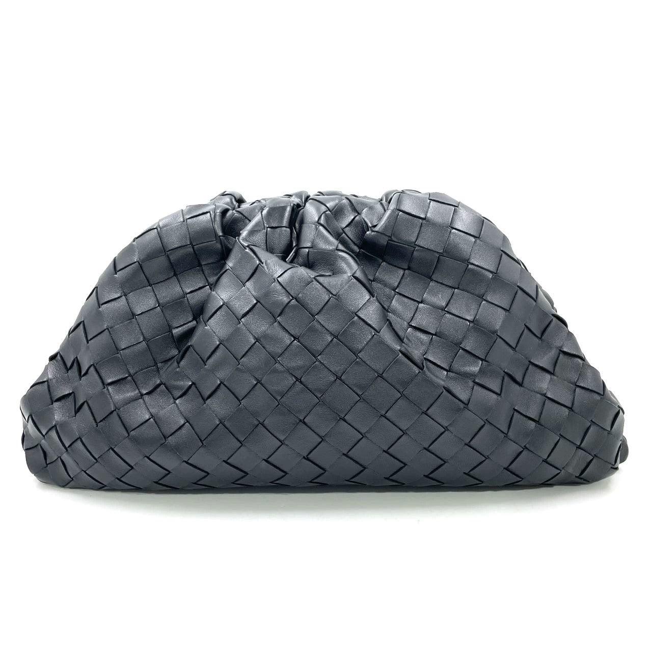 Bottega Veneta Pouch Large Intrecciato Black Calfskin Leather Clutch For Sale 1