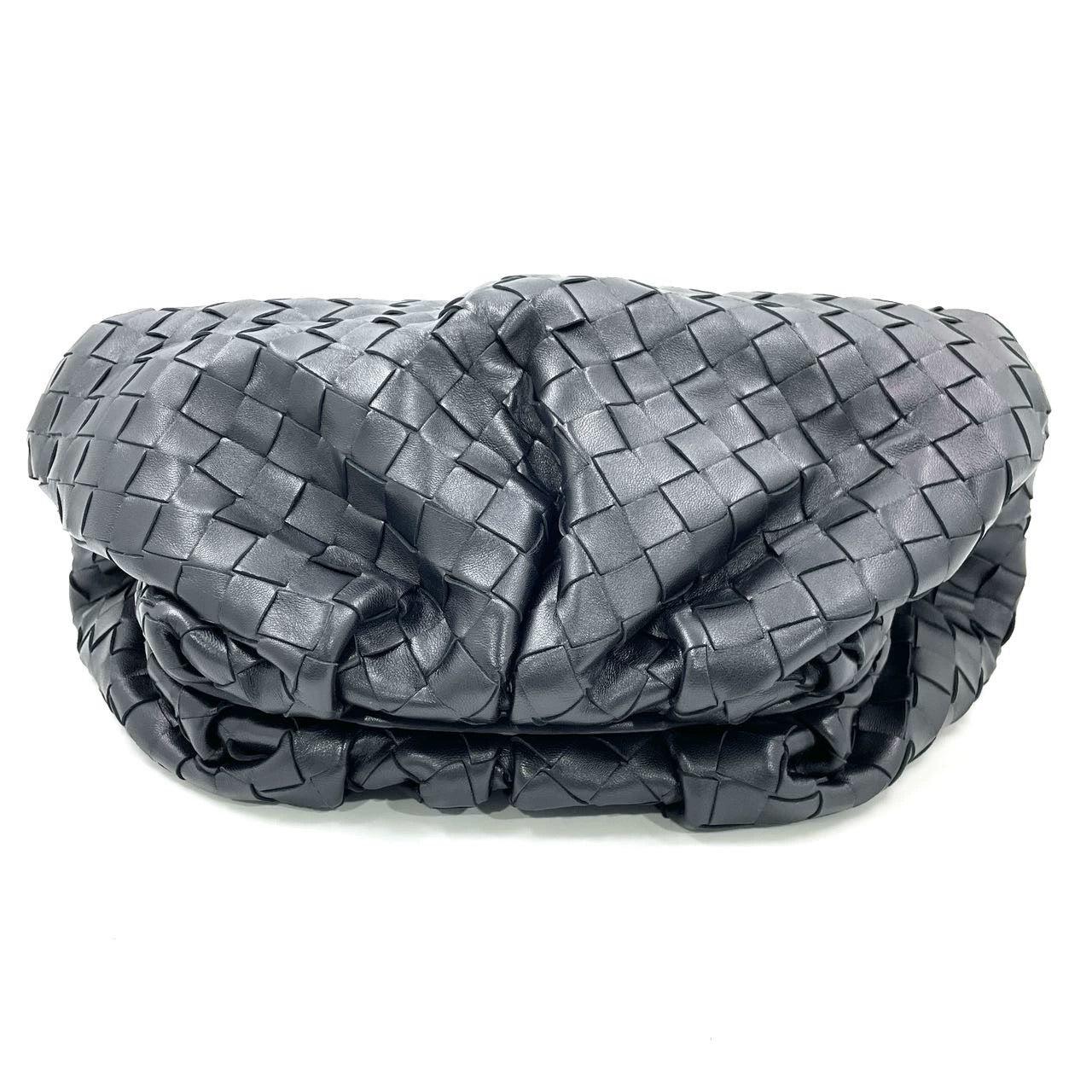 Bottega Veneta Pouch Large Intrecciato Black Calfskin Leather Clutch For Sale 4
