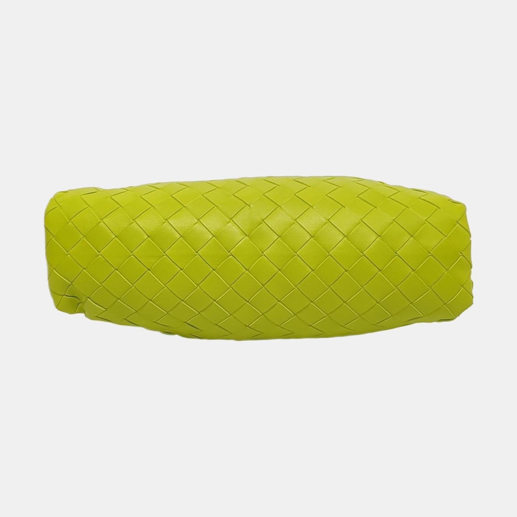 Bottega Veneta Pouch Large Intrecciato Calfskin Leather Neon Yellow For Sale 2