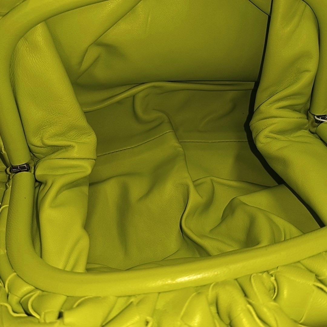 Bottega Veneta Pouch Large Intrecciato Calfskin Leather Neon Yellow For Sale 5