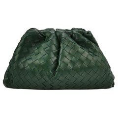 Bottega Veneta Pouch Large Intrecciato Dark Green Calfskin Leather Clutch