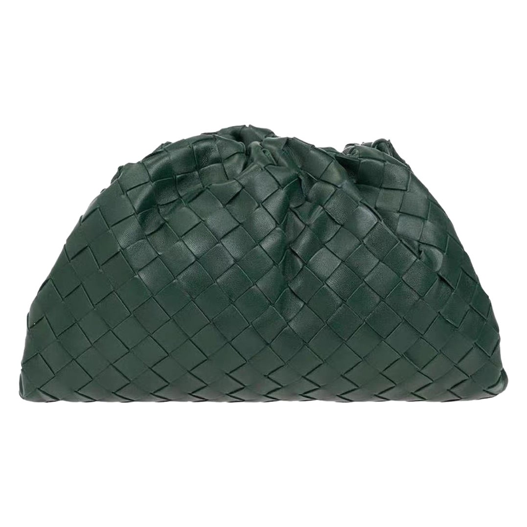 Bottega Veneta Pochette large en cuir de veau Intrecciato vert foncé