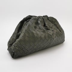 Bottega Veneta Pouch Large Intrecciato Dark Olive Green Calfskin Leather