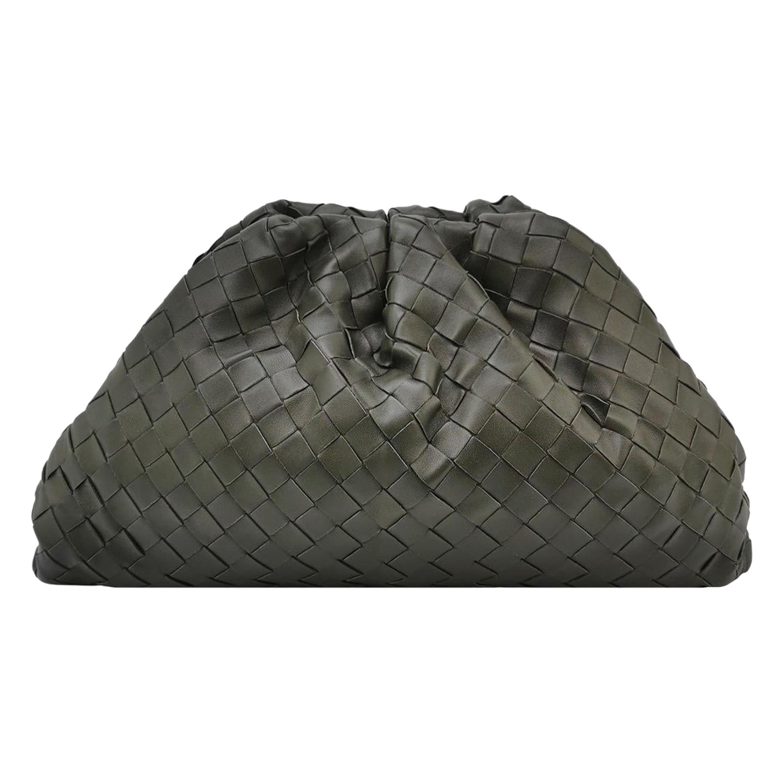 Bottega Veneta - Pochette - Large Intrecciato - Cuir de veau vert olive foncé