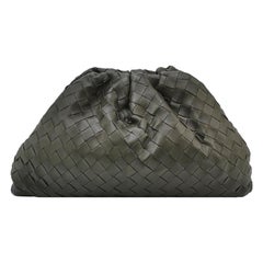 Bottega Veneta Pouch Large Intrecciato Dark Olive Green Calfskin Leather