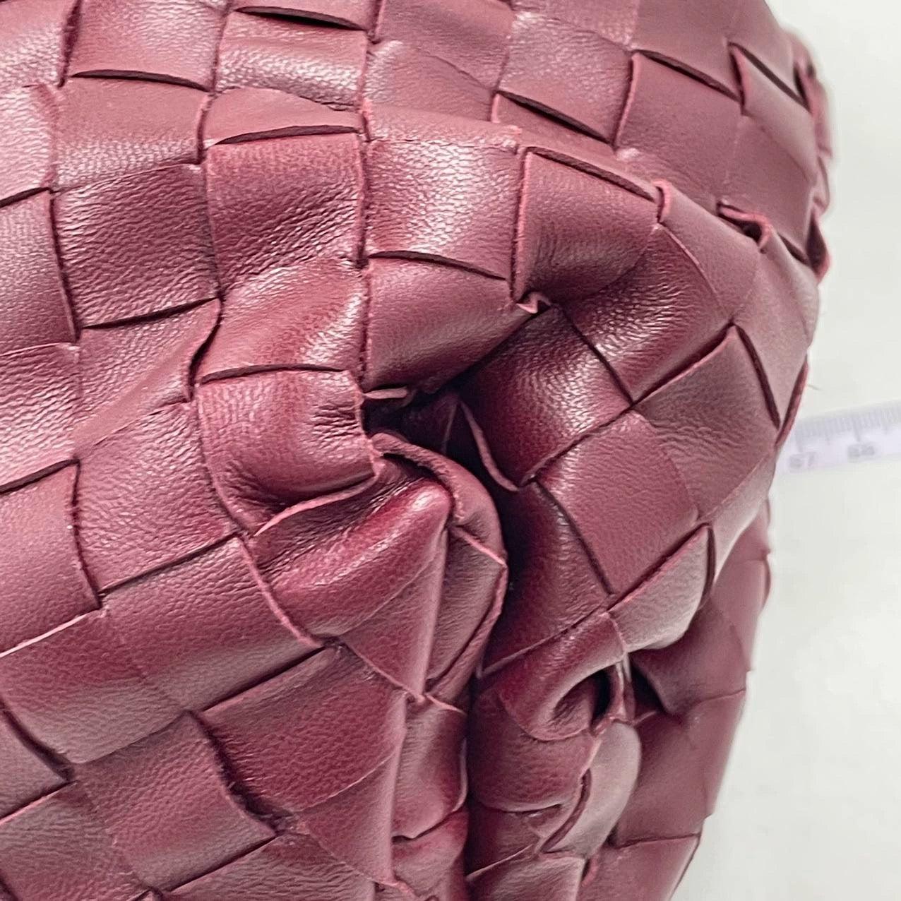 Bottega Veneta Pouch Large Intrecciato Leather Clutch Burgundy 9