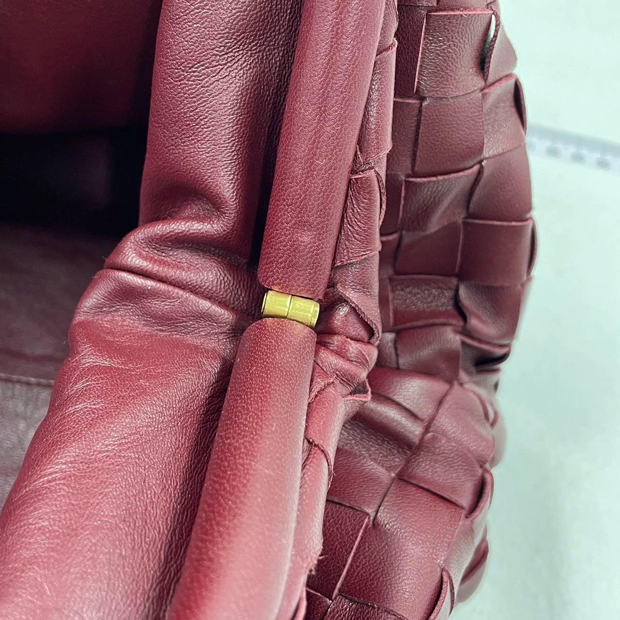 Bottega Veneta Pouch Large Intrecciato Leather Clutch Burgundy 10