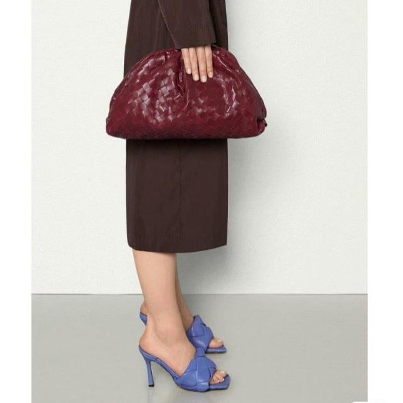Brown Bottega Veneta Pouch Large Intrecciato Leather Clutch Burgundy