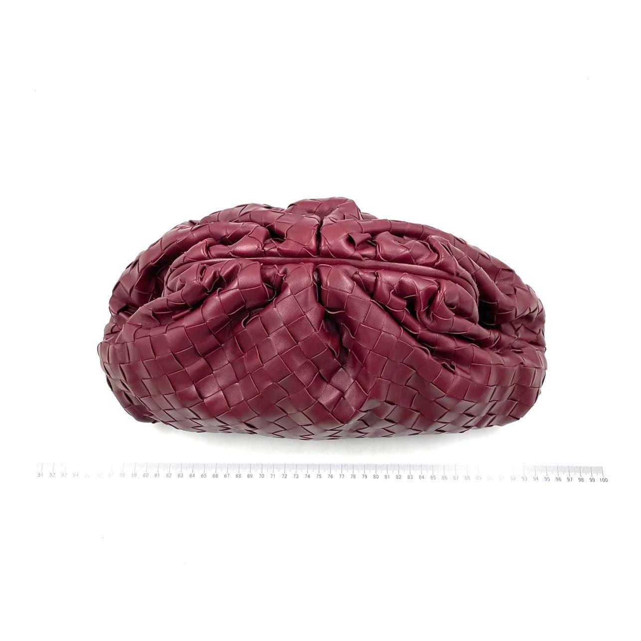Women's Bottega Veneta Pouch Large Intrecciato Leather Clutch Burgundy