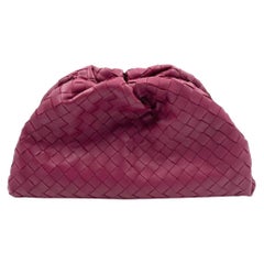 Bottega Veneta Pouch Large Intrecciato Leather Clutch Burgundy