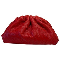 Bottega Veneta Pouch Large Intrecciato Leather Clutch Red