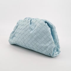 Bottega Veneta Pouch Large Intrecciato Light Blue Calfskin Leather
