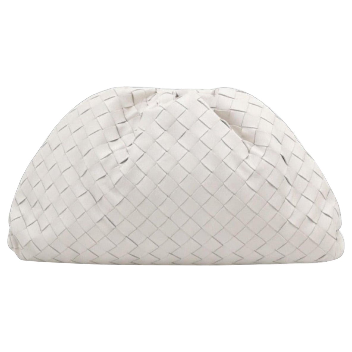 Bottega Veneta Pouch Large Intrecciato White Lambskin Leather Clutch