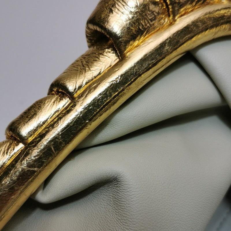 Bottega Veneta Pouch Large Metallic Gold Wrinkled Leather 6