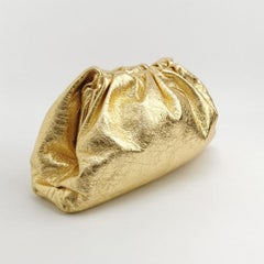 Bottega Veneta Pouch Large Metallic Gold Wrinkled Leather