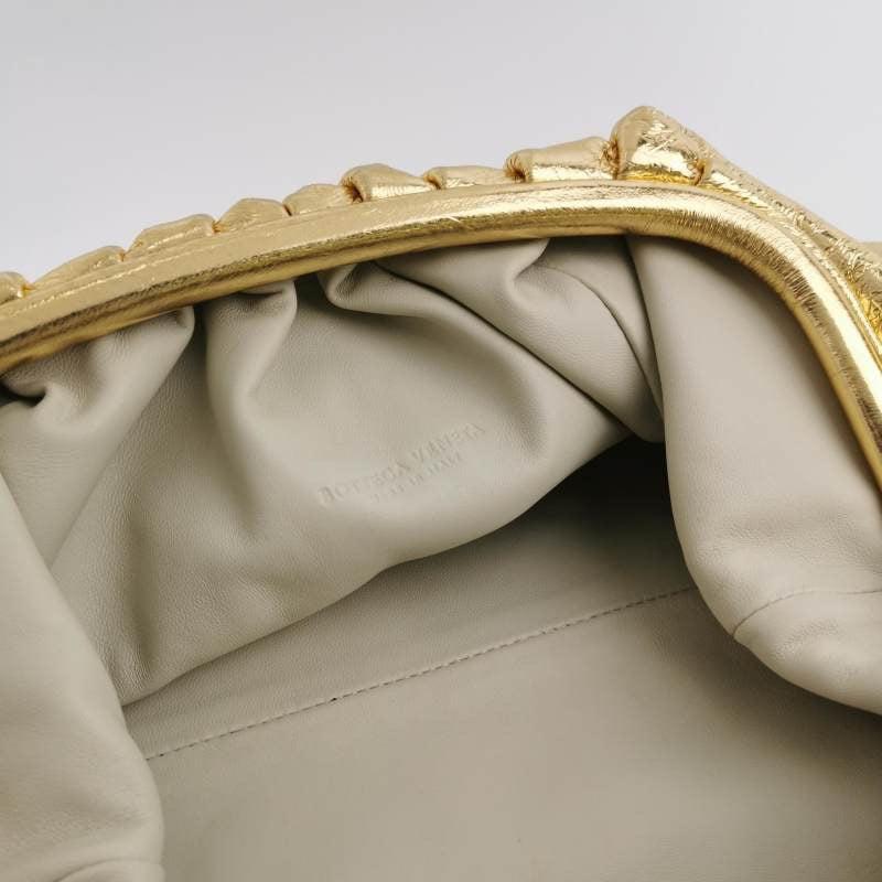 Bottega Veneta Pouch Large Metallic Gold Wrinkled Leather 2