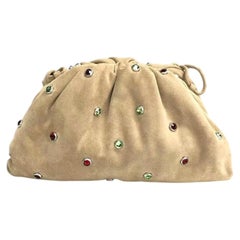 Bottega Veneta Pouch Mini Brown Suede with Multicolor Gems