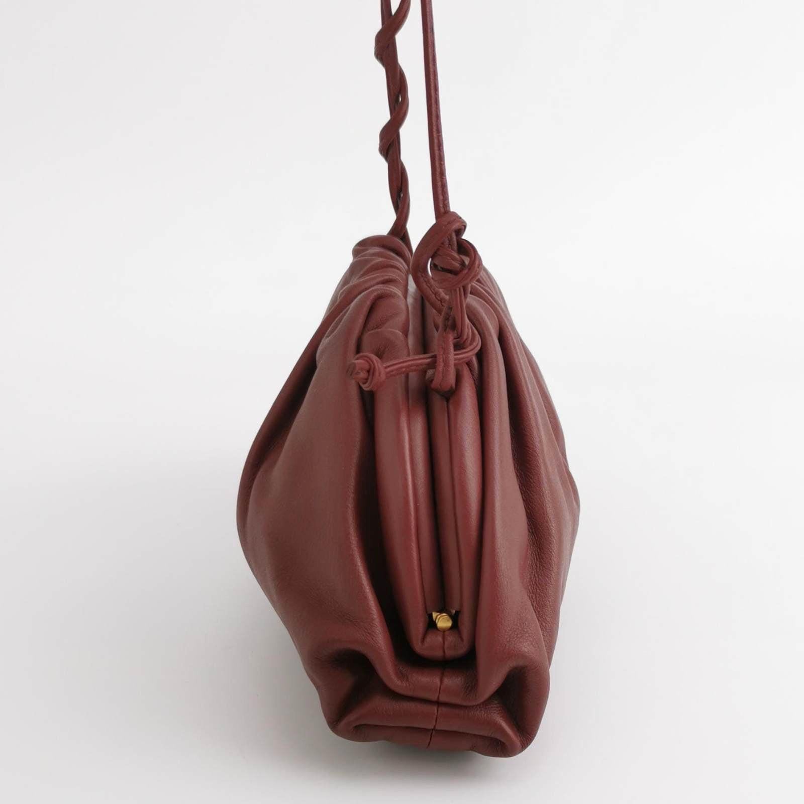 Brown Bottega Veneta Pouch Mini Burgundy Leather For Sale