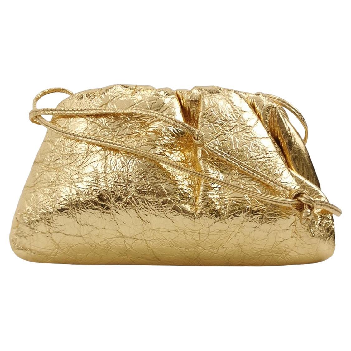Mini sac à bandoulière Bottega Veneta en cuir d'agneau doré