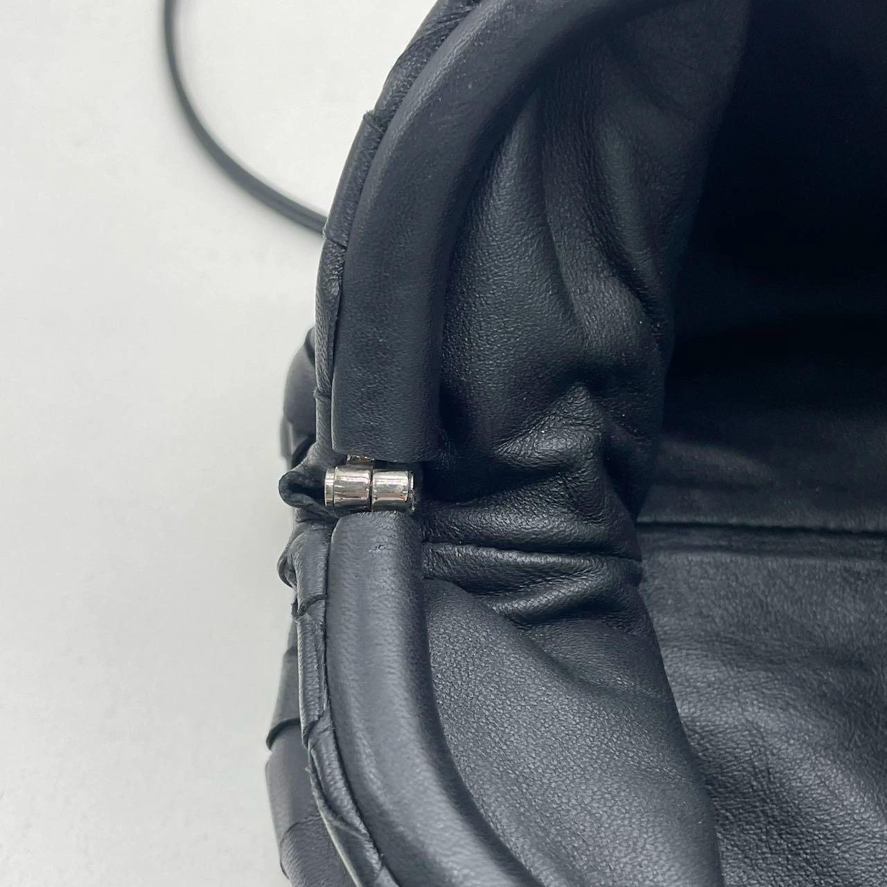 Bottega Veneta Pouch Mini Intrecciato Black Lambskin Leather Crossbody Bag 9