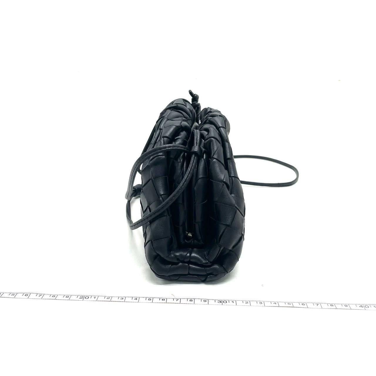 Bottega Veneta Pouch Mini Intrecciato Black Lambskin Leather Crossbody Bag 3