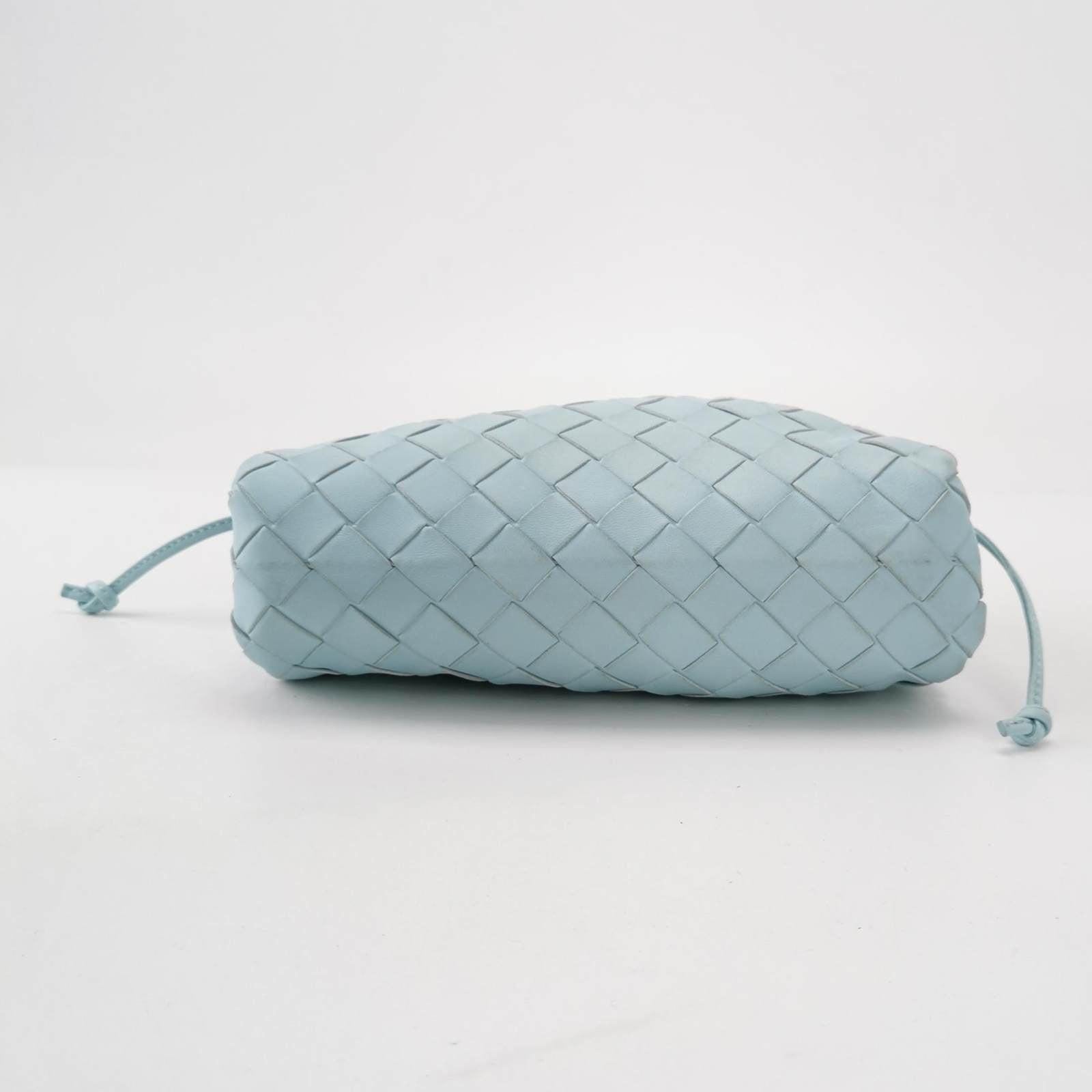 Bottega Veneta Pouch Mini Intrecciato Blue Lambskin Leather Crossbody Bag 1