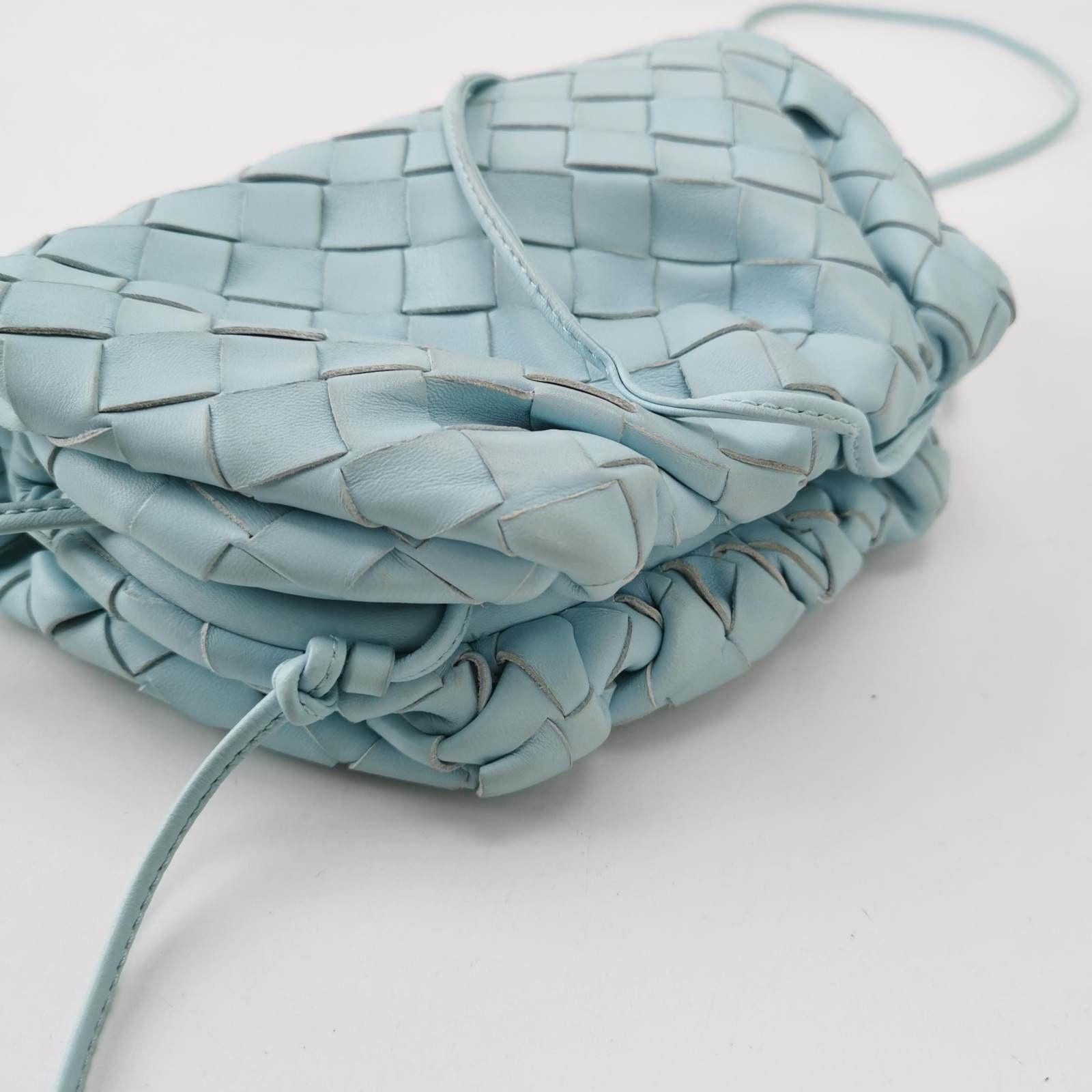 Bottega Veneta Pouch Mini Intrecciato Blue Lambskin Leather Crossbody Bag 3