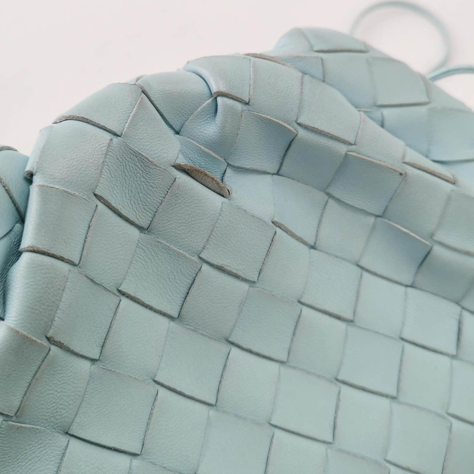 Bottega Veneta Pouch Mini Intrecciato Blue Lambskin Leather Crossbody Bag 5