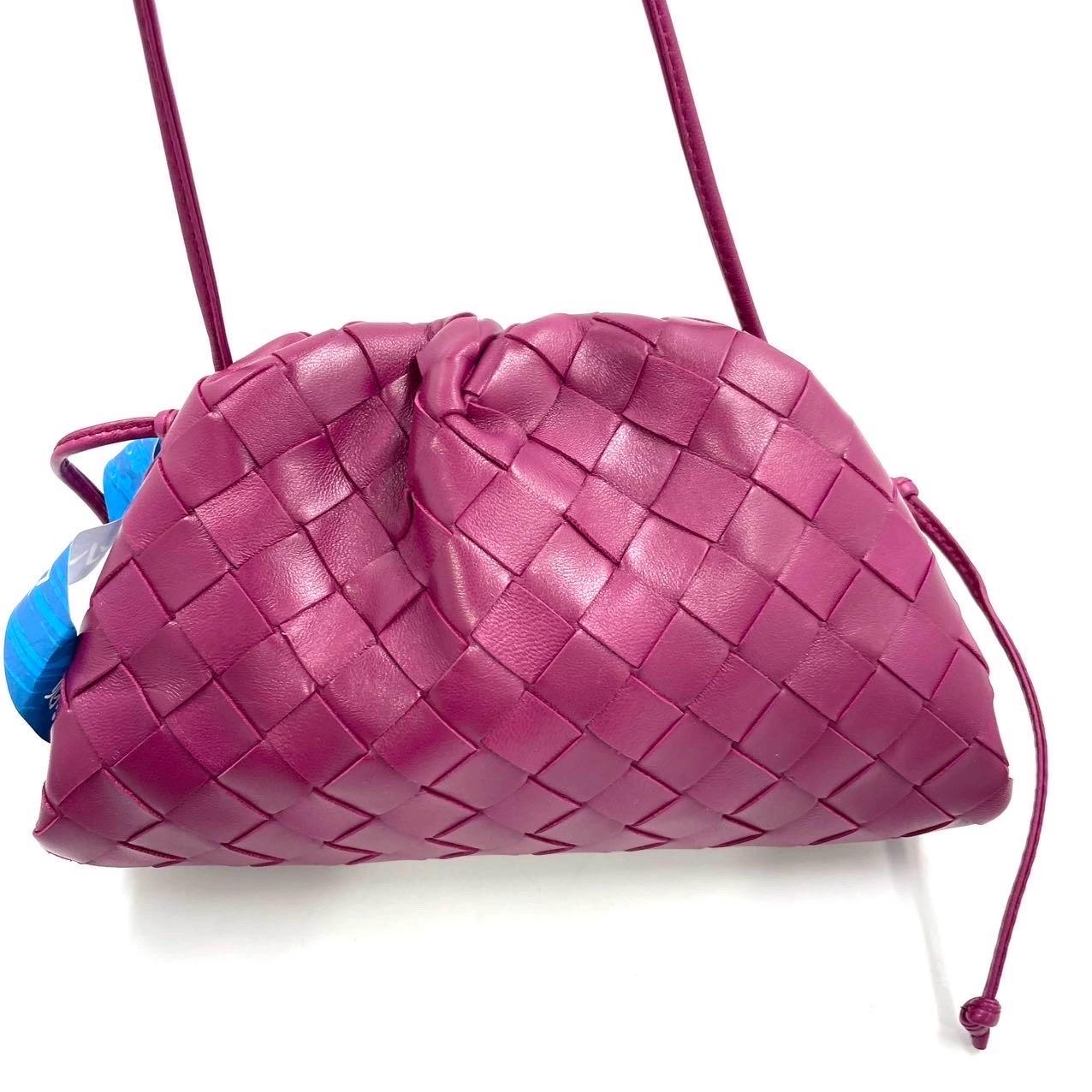 Brown Bottega Veneta Pouch Mini Intrecciato Burgundy Lambskin Leather Crossbody Bag For Sale