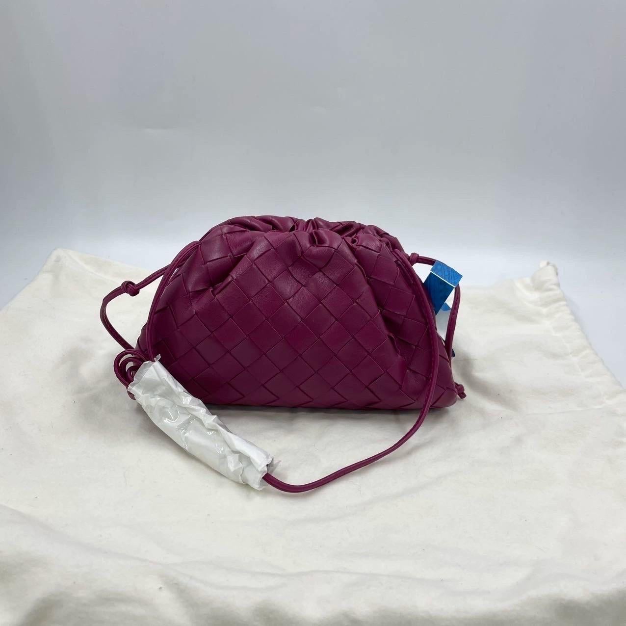 Bottega Veneta Pouch Mini Intrecciato Burgundy Lambskin Leather Crossbody Bag For Sale 1