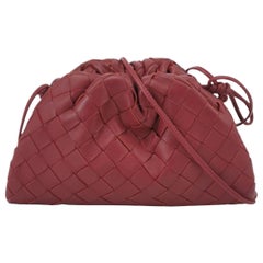 Bottega Veneta Pouch Mini Intrecciato Burgundy Lambskin Leather Crossbody Bag