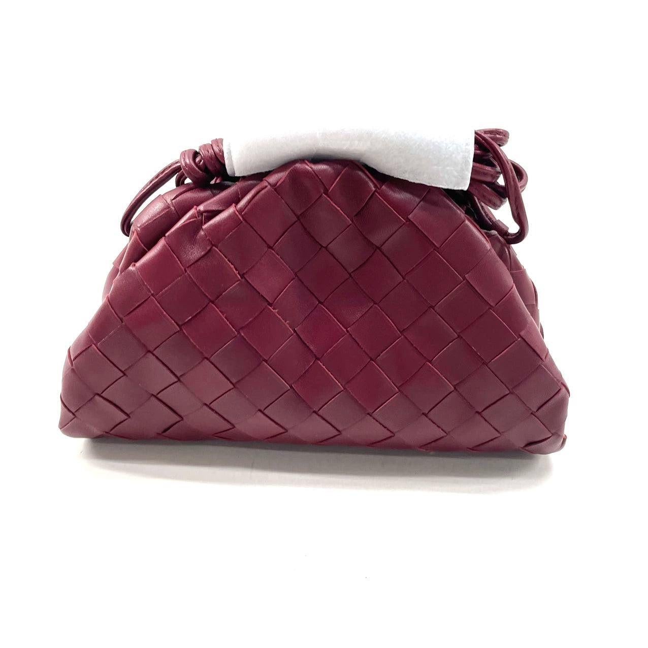 Women's Bottega Veneta Pouch Mini Intrecciato Burgundy Leather Crossbody Bag